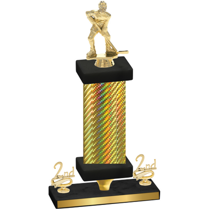 Premium Single Gold Carbon Fiber Second Place Hockey Trophy