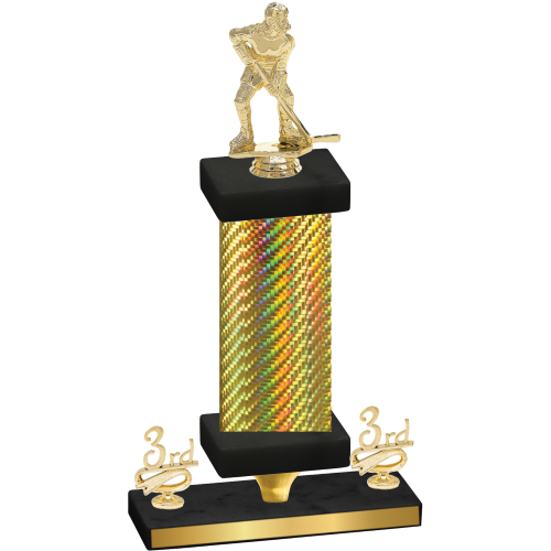 Premium Single Gold Carbon Fiber Third Place Hockey Trophy