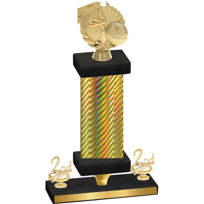 Premium Single Gold Carbon Fiber Second Place Basketball Trophy