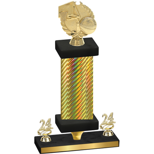 Premium Single Gold Carbon Fiber Year Basketball Trophy