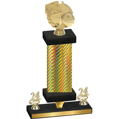 Premium Single Gold Carbon Fiber Year Basketball Trophy
