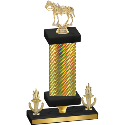 Premium Single Gold Carbon Fiber Victory Horses Trophy