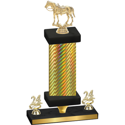 Premium Single Gold Carbon Fiber Year Horses Trophy