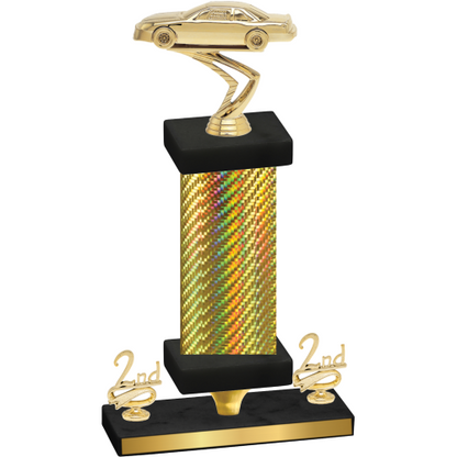 Premium Single Gold Carbon Fiber Second Place Cars Trophy