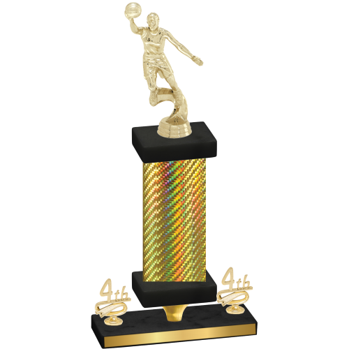 Premium Single Gold Carbon Fiber Fourth Place Basketball Trophy