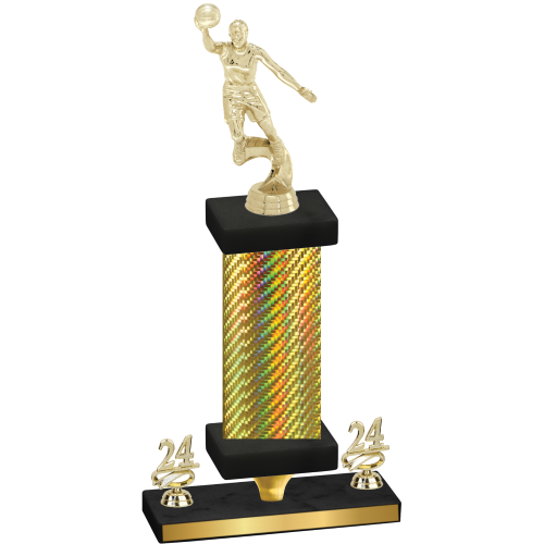 Premium Single Gold Carbon Fiber Year Basketball Trophy