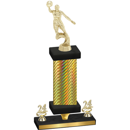 Premium Single Gold Carbon Fiber Year Basketball Trophy