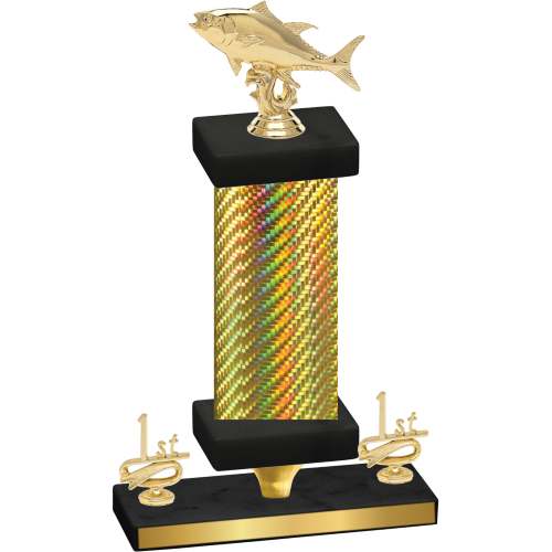 Premium Single Gold Carbon Fiber First Place Fishing Trophy