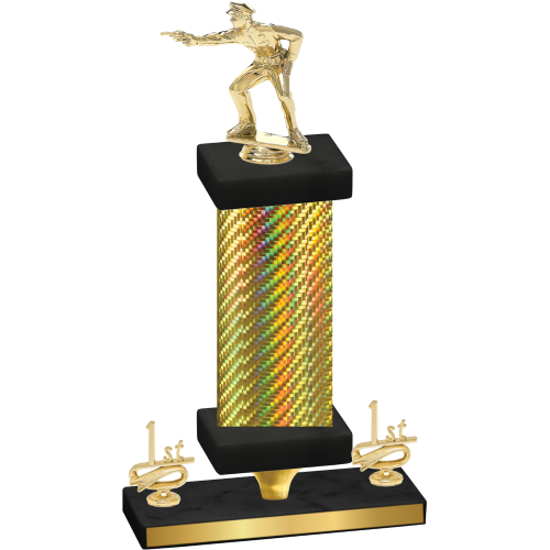 Premium Single Gold Carbon Fiber First Place Shooter Trophy