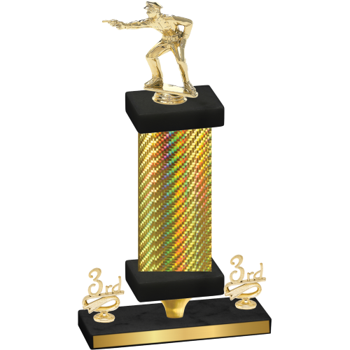 Premium Single Gold Carbon Fiber Third Place Shooter Trophy