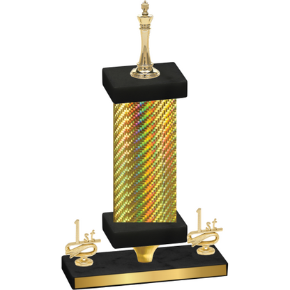 Premium Single Gold Carbon Fiber First Place Chess Trophy