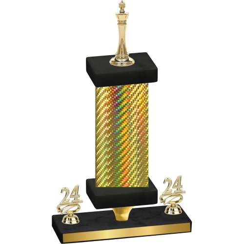 Premium Single Gold Carbon Fiber Year Chess Trophy