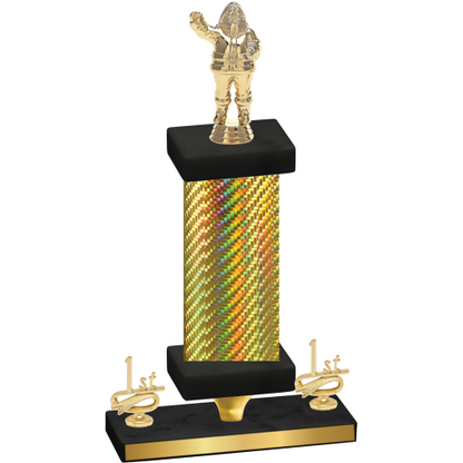 Premium Single Gold Carbon Fiber First Place Holiday Trophy