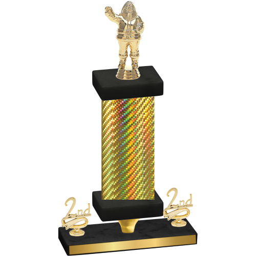 Premium Single Gold Carbon Fiber Second Place Holiday Trophy