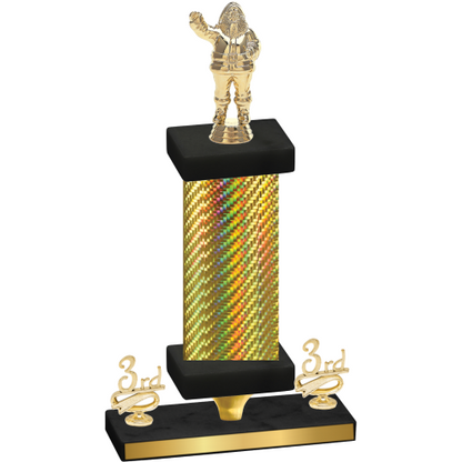 Premium Single Gold Carbon Fiber Third Place Holiday Trophy