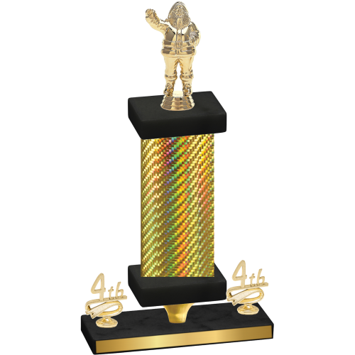 Premium Single Gold Carbon Fiber Fourth Place Holiday Trophy