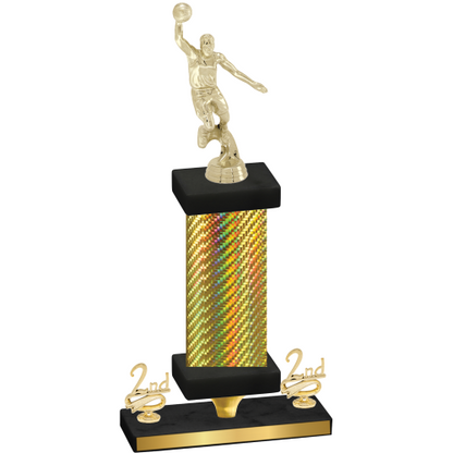 Premium Single Gold Carbon Fiber Second Place Basketball Trophy