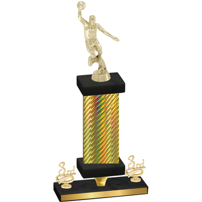 Premium Single Gold Carbon Fiber Third Place Basketball Trophy