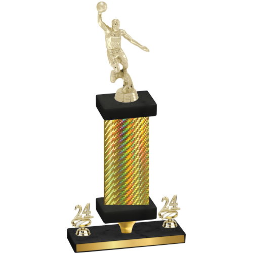 Premium Single Gold Carbon Fiber Year Basketball Trophy