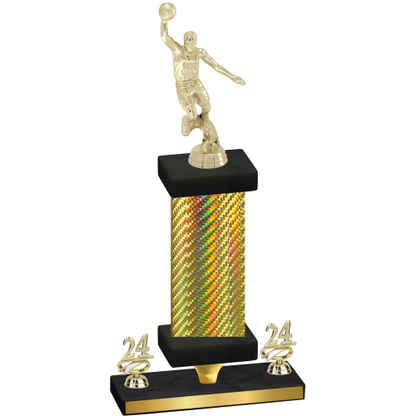 Premium Single Gold Carbon Fiber Year Basketball Trophy