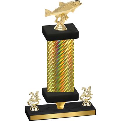 Premium Single Gold Carbon Fiber Year Fishing Trophy