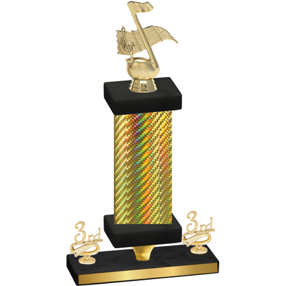 Premium Single Gold Carbon Fiber Third Place Music Trophy