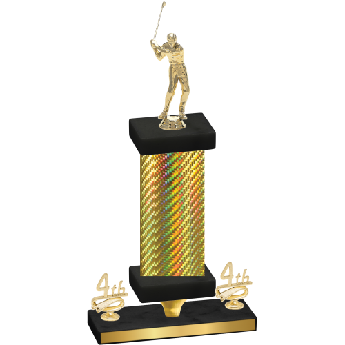 Premium Single Gold Carbon Fiber Fourth Place Golf Trophy