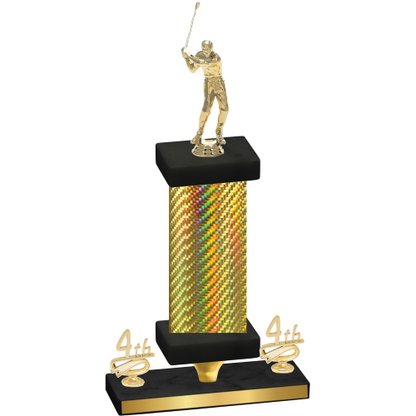 Premium Single Gold Carbon Fiber Fourth Place Golf Trophy