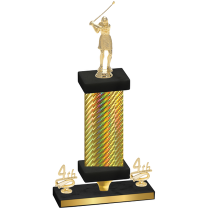 Premium Single Gold Carbon Fiber Fourth Place Golf Trophy