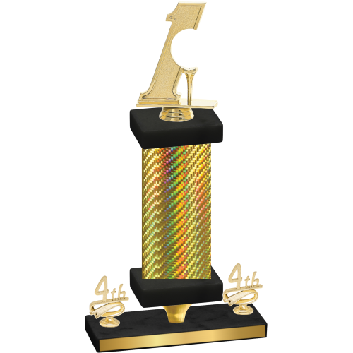 Premium Single Gold Carbon Fiber Fourth Place Golf Trophy