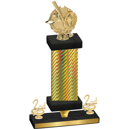 Premium Single Gold Carbon Fiber Second Place Baseball Trophy