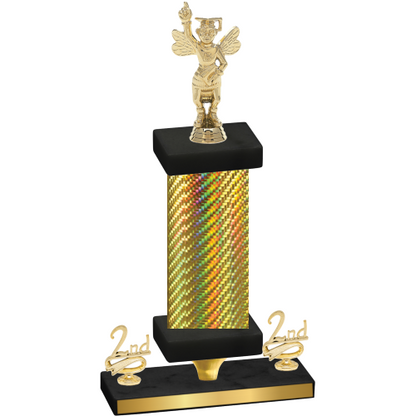 Premium Single Gold Carbon Fiber Second Place Academics Trophy