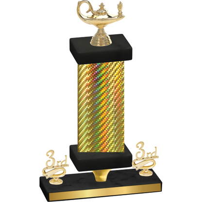 Premium Single Gold Carbon Fiber Third Place Academics Trophy