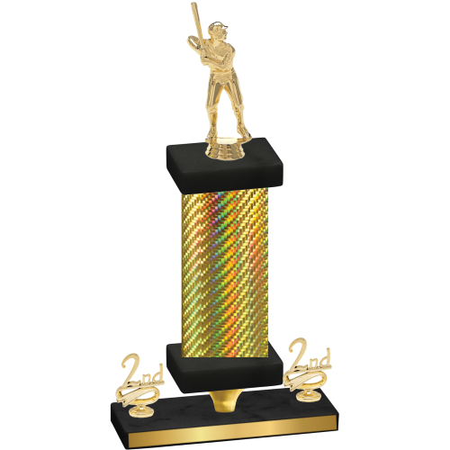 Premium Single Gold Carbon Fiber Second Place Baseball Trophy