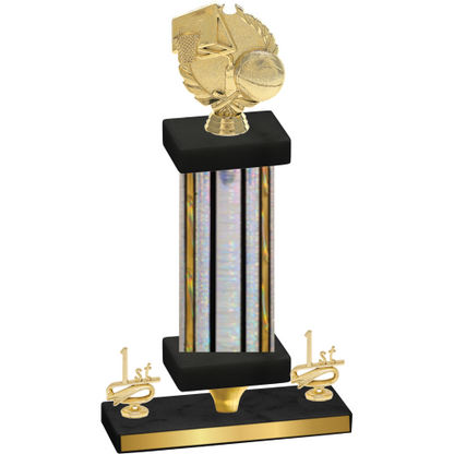 Premium Single Silver Glacier First Place Basketball Trophy