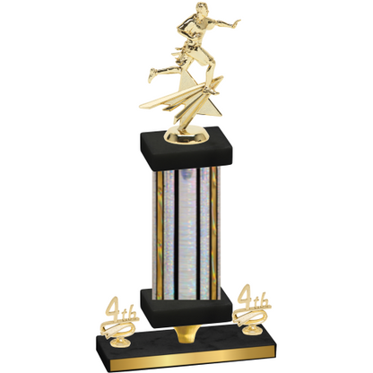 Premium Single Silver Glacier Fourth Place Flag Football Trophy