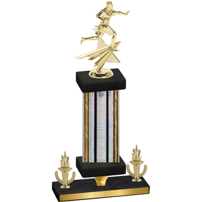 Premium Single Silver Glacier Victory Flag Football Trophy