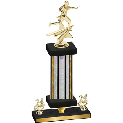 Premium Single Silver Glacier Year Flag Football Trophy