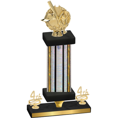 Premium Single Silver Glacier Fourth Place Baseball Trophy