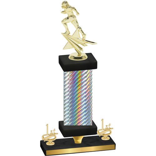 Premium Single Silver Carbon Fiber First Place Football Trophy