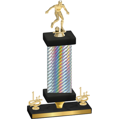 Premium Single Silver Carbon Fiber First Place Soccer Trophy