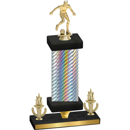 Premium Single Silver Carbon Fiber Victory Soccer Trophy