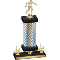 Premium Single Silver Carbon Fiber First Place Soccer Trophy