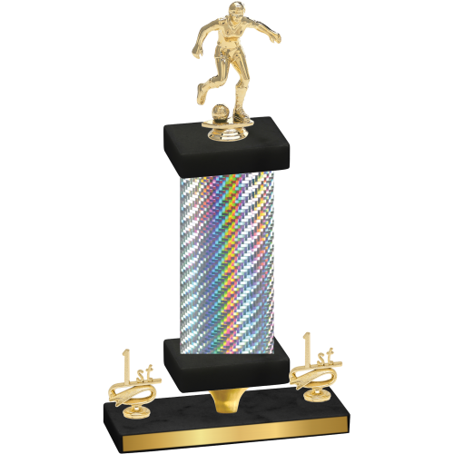 Premium Single Silver Carbon Fiber First Place Soccer Trophy