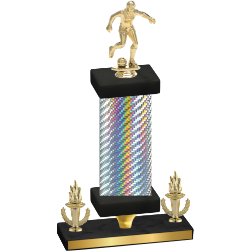 Premium Single Silver Carbon Fiber Victory Soccer Trophy