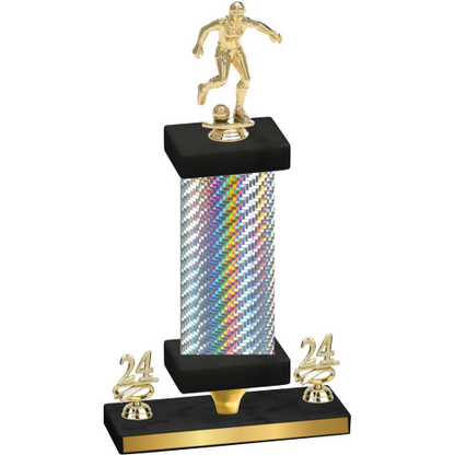 Premium Single Silver Carbon Fiber Year Soccer Trophy