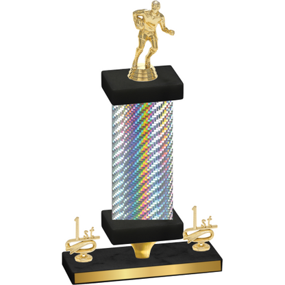 Premium Single Silver Carbon Fiber First Place Rugby Trophy