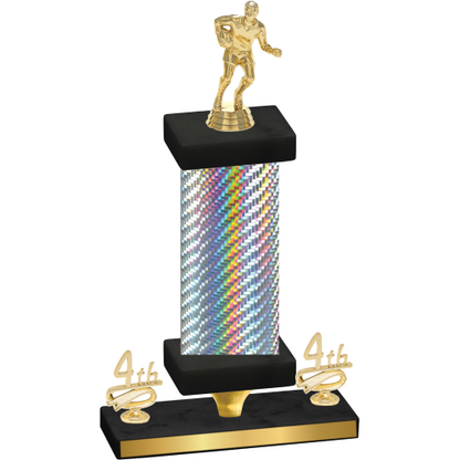 Premium Single Silver Carbon Fiber Fourth Place Rugby Trophy