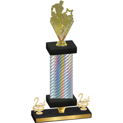 Premium Single Silver Carbon Fiber Second Place Rugby Trophy