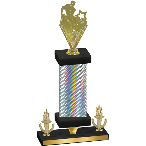 Premium Single Silver Carbon Fiber Victory Rugby Trophy